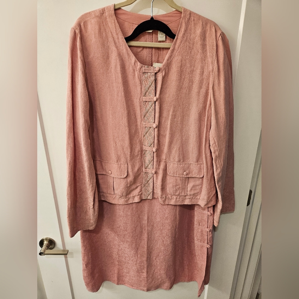 Vintage - Silk/Linen J Jill Midi Skirt Suit Set - NWT - "Foxglove" - Size XL/16